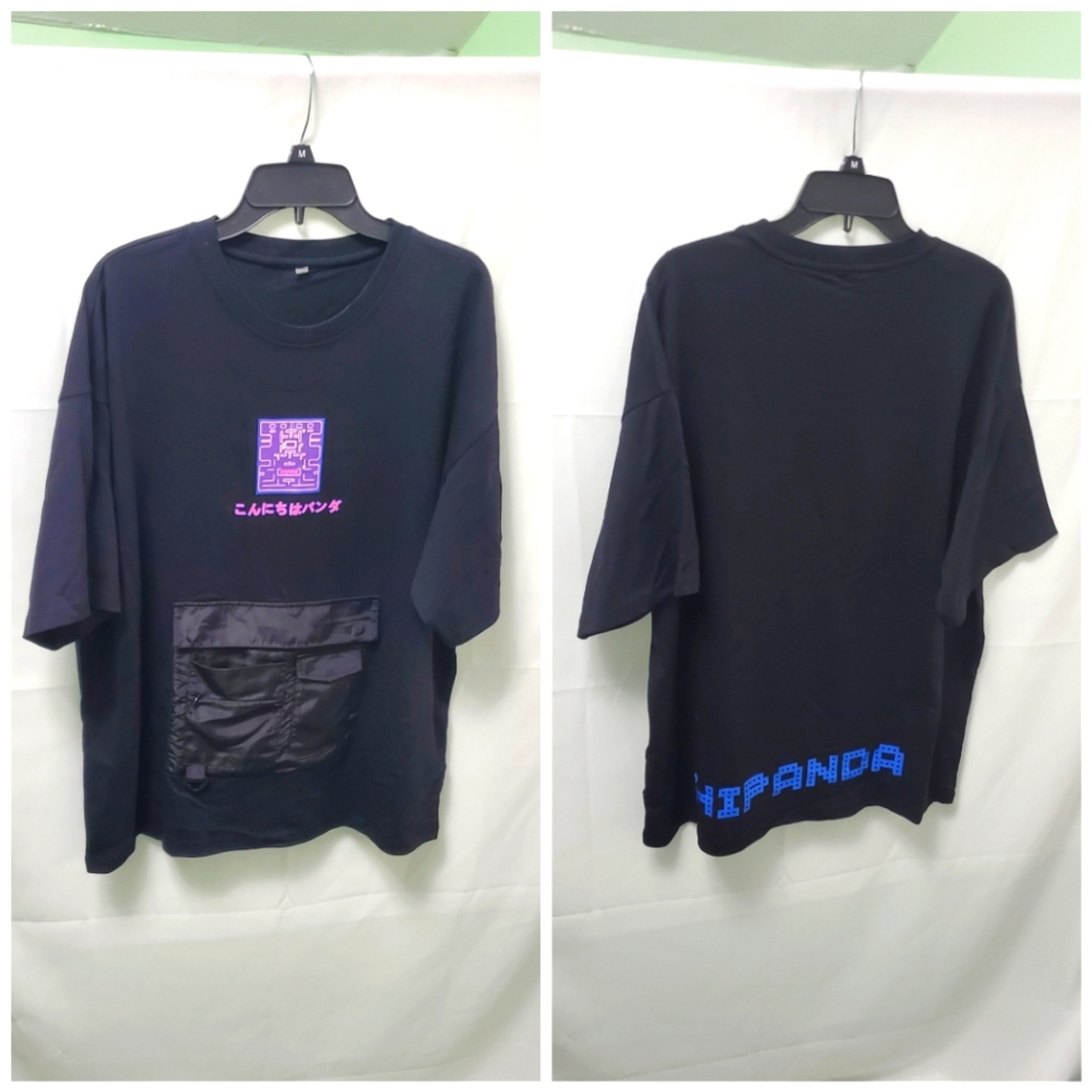 EUC! HIPANDA Men's Black Harajuku Tee with Game Print Size XL / XXL